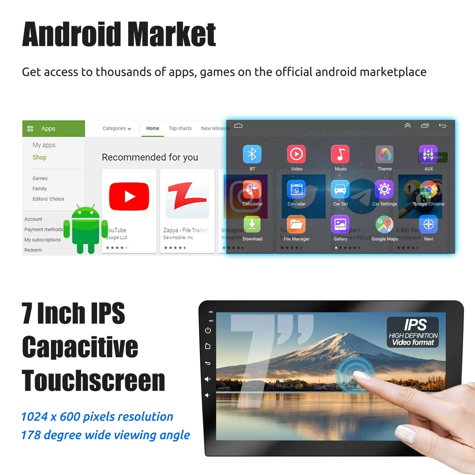 7" Apple CarPlay 4+64G Car Stereo 2DIN Touch Screen GPS Nav USB SWC BT FM+Camera - Image 3 of 4