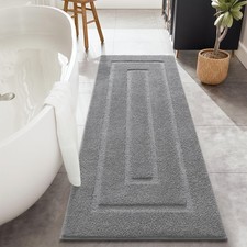 24x54 Inch Soft Grey Bathroom Runner Rug Absorbent Non Slip Washable Mat