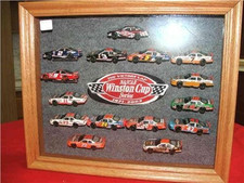 NASCAR WINSTON CUP VICTORY LAP 1971-2003 1/64 SCALE 16 CAR SET Oak DISPLAY CASE