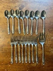 Towle Sculptured Rose Sterling Silver Flatware Spoons Forks 17pc 830g