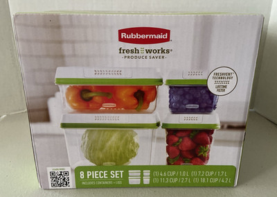 8 piece set Rubbermaid Fresh Works Produce Saver Containers *NEW*