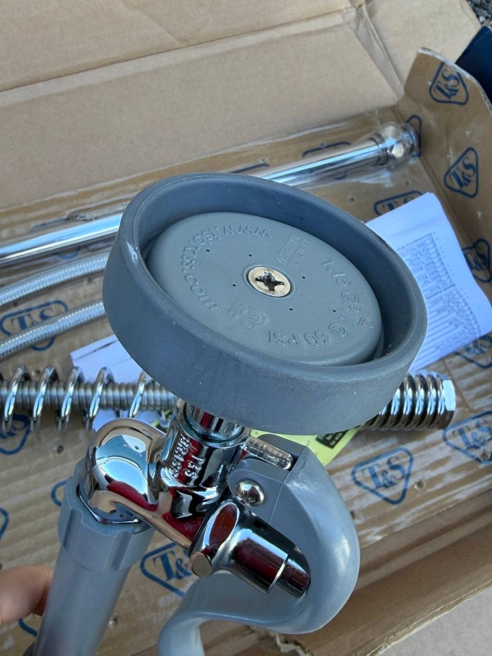 T&S Brass Wall Mount Pre Rinse Faucet Polished Chrome B-0133-12-CR-B Incomplete