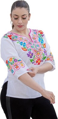 Cuitáxi Traditional Mexican Shirt for Women Made in Mexico - Embroidered Mexican