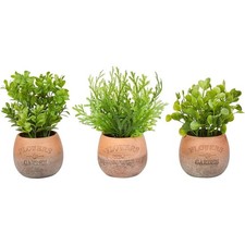 Pure Garden Set of 3 Artificial 8 inch Greenery Plants in Flowers Garden Pots
