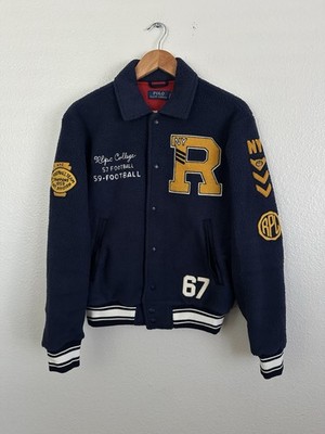 Polo Ralph Lauren Letterman Patched Football Jacket PWing NYC Fleece Size Small