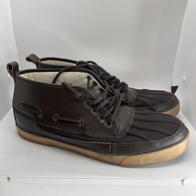 Polo Ralph Lauren Mens Parkstone Mid Lace Up Brown Leather Shoes 13D Duck Boots