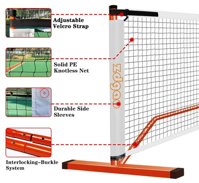 Zdgao Portable Pickleball Net Set With Paddles Set Of 4, 22Ft