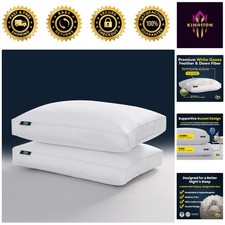 Luxury Hotel Collection Queen Size Pillows Set of 2 - Soft Goose Feather Down