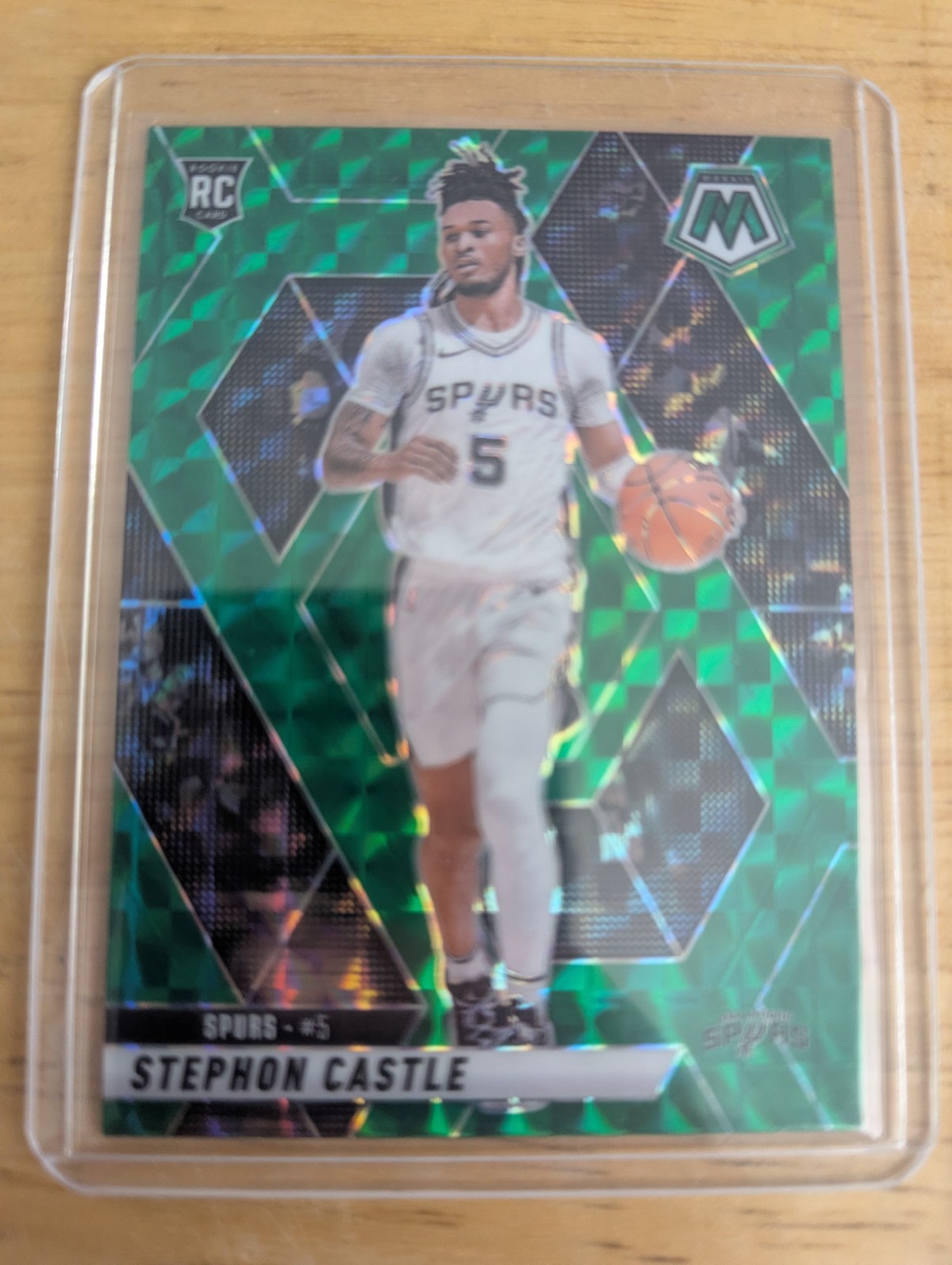2024-25 Panini Mosaic - Green Prizm #236 Stephon Castle (RC) # Spurs