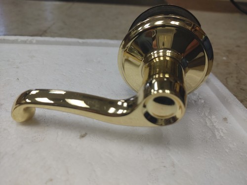 Schlage F10 Durchgangsgriff FLA 605 Hebel x Knopf Messing hell poliert lesen - Bild 3 von 7
