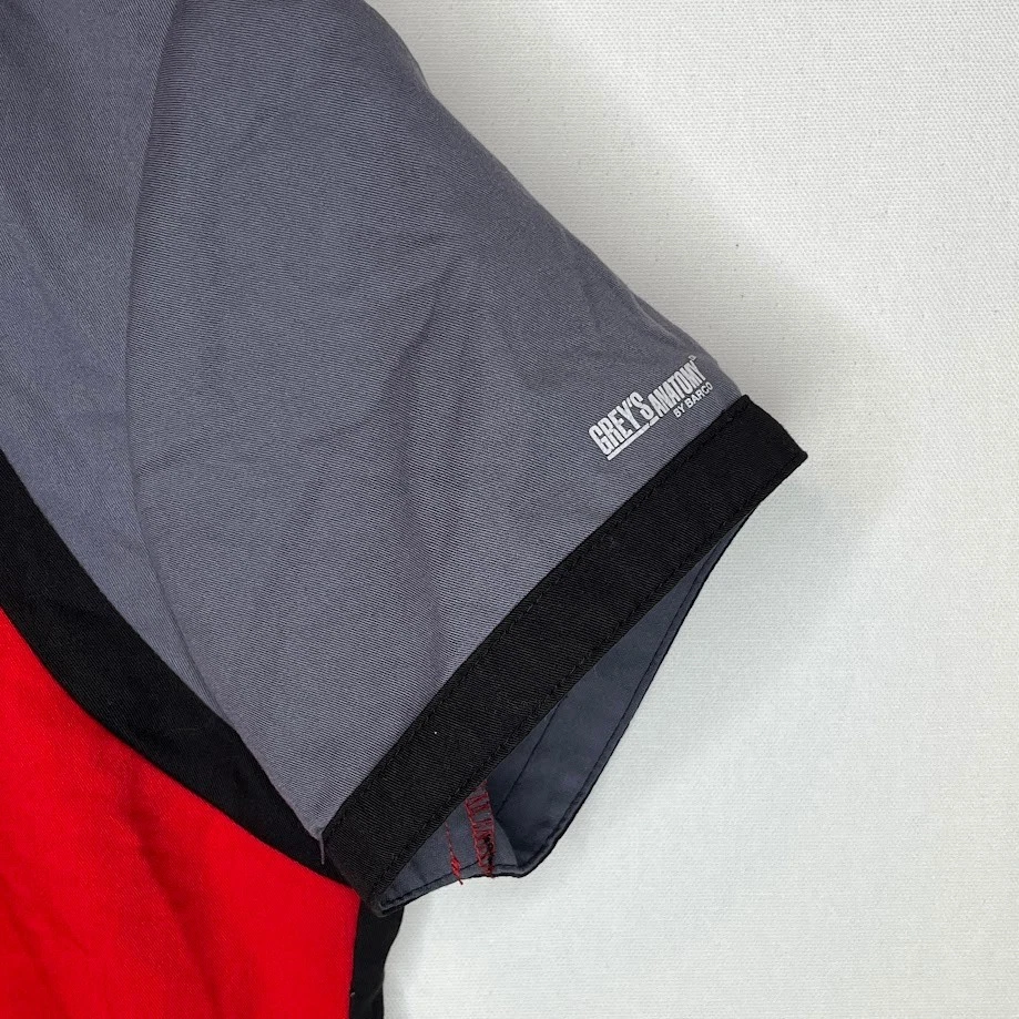 Grey’s Anatomy by Barco Active Women’s XS Red/Gray V-Neck Scrub Top - Image 4 of 4