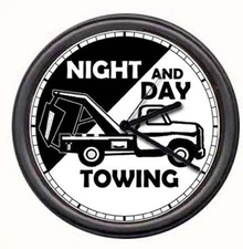 Day & Night 24 Hour Towing Tow Truck Driver Company Recovery Sign Clock