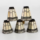 5Vintage Tiffany Style Mission Art Deco Marbled Stained Glass Shades Ceiling Fan