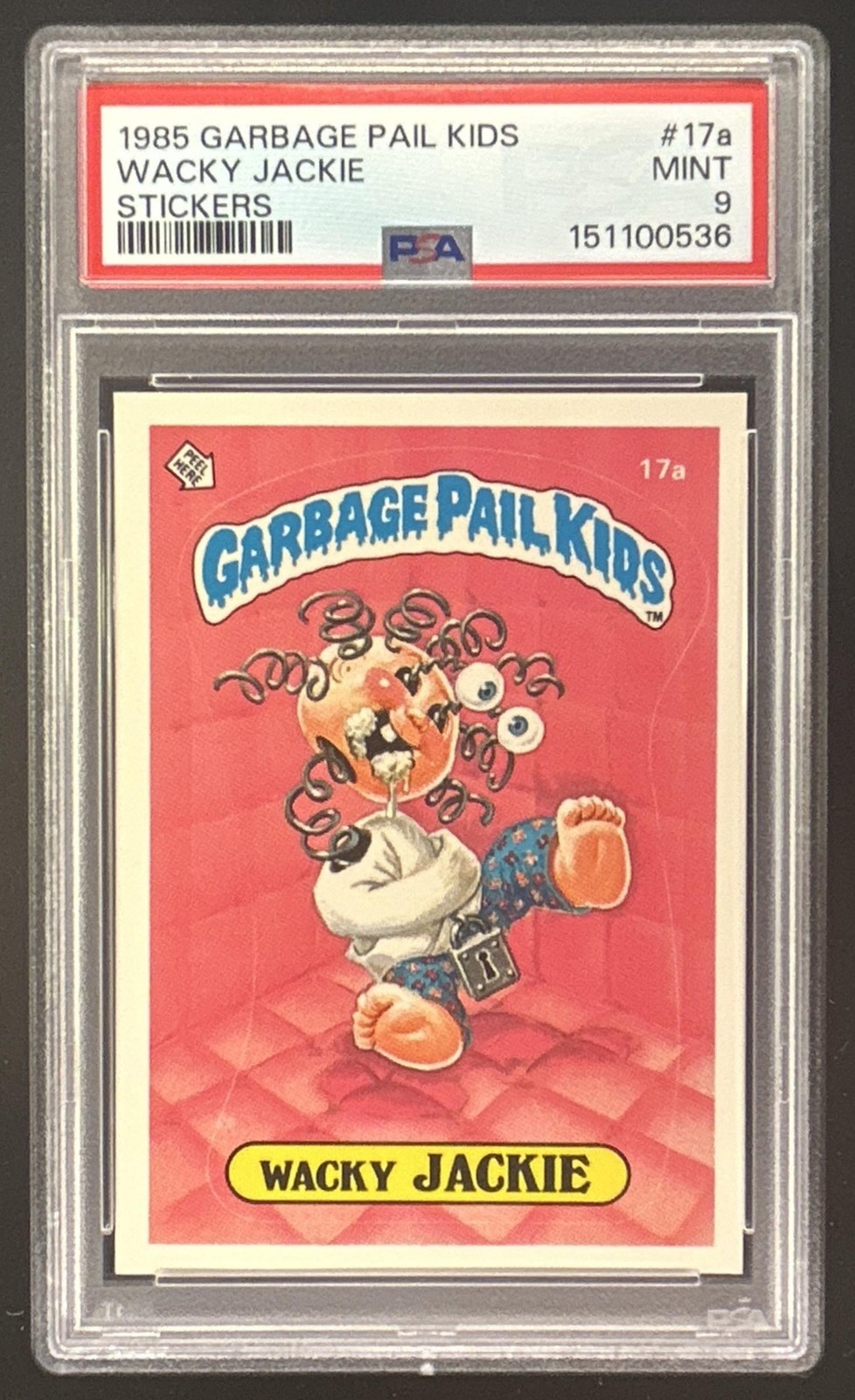 1985 TOPPS GARBAGE PAIL KIDS SERIES 1 WACKY JACKIE #17A PSA 9