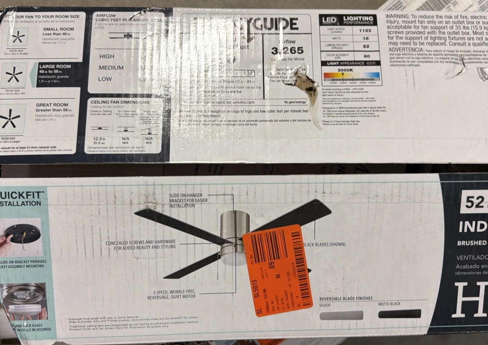 Hampton Bay Scenic 52 in Integrated LED Indoor Brushed Nickel Hugger Ceiling Fan - Image 3 of 3