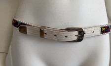 Vintage Gammishire White Leather Southwestern Beaded Belt