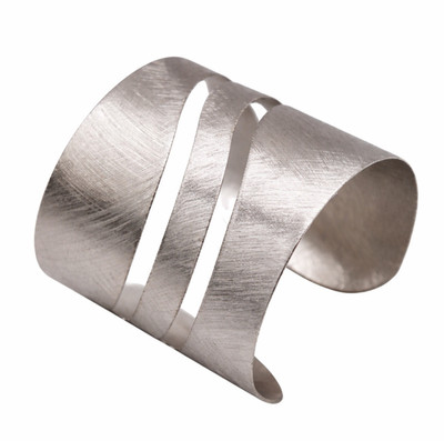 Armreif NAPOLI Rhodiniert matt 5 cm   breiter Designer Armreif, Armspange