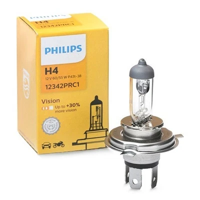 Ampoule H4 PHILIPS Vision 12342PRC1 60/55W 12V P43t-38 Halogène – Neuf en boîte - Photo 1/4