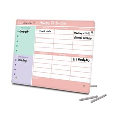 Desktop Thickened Acrylic Dry Erase Weekly To Do List, 11.8"x9.8" Colorful Wh...