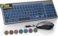 Wireless Keyboard and Mouse Combo Backlit - Compact Quiet Keyboard