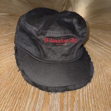 American Girl Chicago Cadet Cap Hat Girls One Size Black Red Ruffled Brim