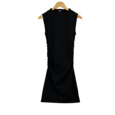 Quince Women Stretch Cotton Jersey Mock Neck Mini Dress TRUE Black XS