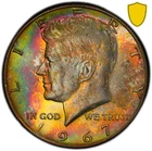 1967 Toned Kennedy Half Dollar PCGS MS 67 See Video Rainbow Toning Silver Coin