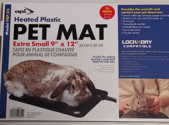 API Extra Small Plastic Heated Pet Mat for Pets - 9"x 12" Thermostat Controlled