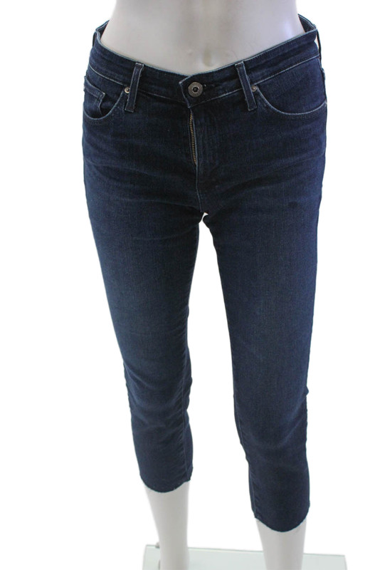 AG Adriano Goldschmied Womens Cigarette Crop Dark Wash Jeans Blue Size 26