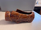 Vintage 1954 McCoy Pottery Brown Log w/ Chains Planter