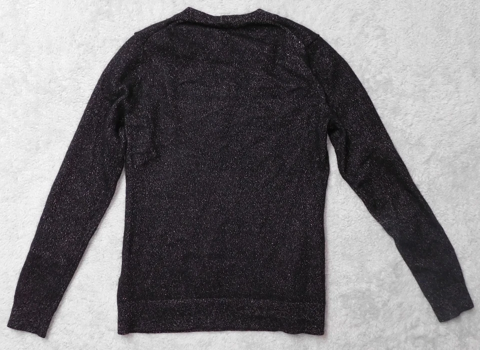 Suéter Charter Club para mujer de cachemir de lujo metálico negro/plateado talla pequeña Foto 2 de 4