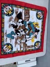 Vintage The Walt Disney Handkerchief Bandana Scarf Western Cowboy Mickey Mouse
