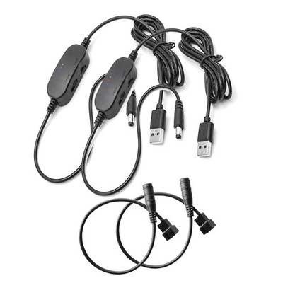 2-Pack 12V Step-Up USB Fan Power Adapter Cable with Speed Control for 3-Pin/4...