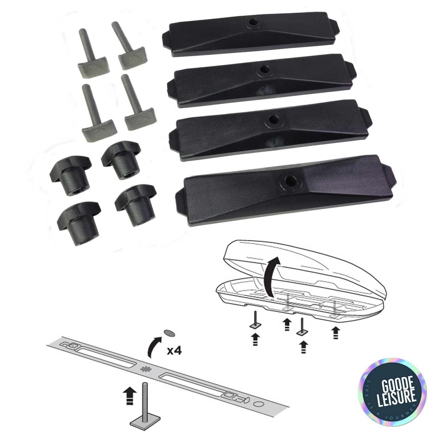 Thule T Track Adapter Kit Fittings for Force & Motion Roof Top Box - 697604