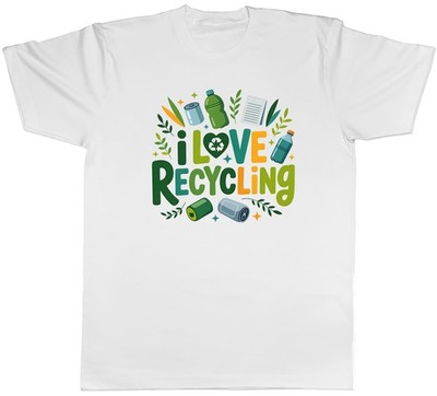 I Love Recycling Recycling Reuse Save the Planet Herren T-Shirt Tee Geschenk Top
