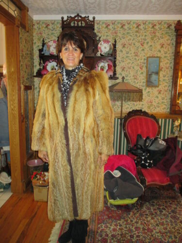Vintage 1950's Red Fox Fur Coat full length Stuttgart Germany
