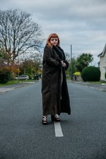 Designer Vintage Brown Suede & Fur Full Length Penny Lane Coat By Troblos
