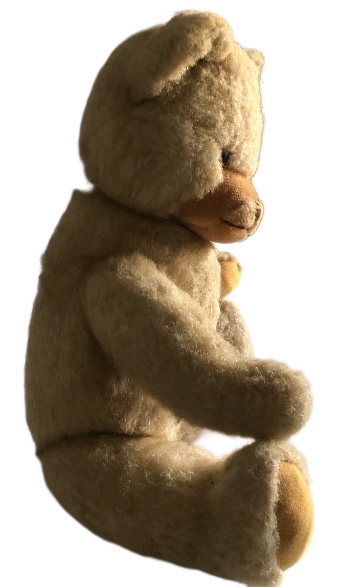 Vintage Berg Jointed Teddy Bear Plush W Red Heart Tags 18” Made In