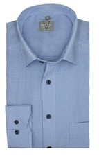 MARVELiS Hemd Karo Blau-Weiß Bügelfrei Comfort Fit Langarm 100% Baumwolle 1/1