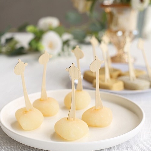100 Natural Bamboo Mini Forks Giraffe Sustainable COCKTAIL PICKS Party Events - Picture 7 of 9