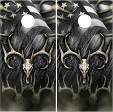 American Buck Deer Skull Fla LAMINATED Cornhole Wrap Bag Toss Skin Decal Sticker