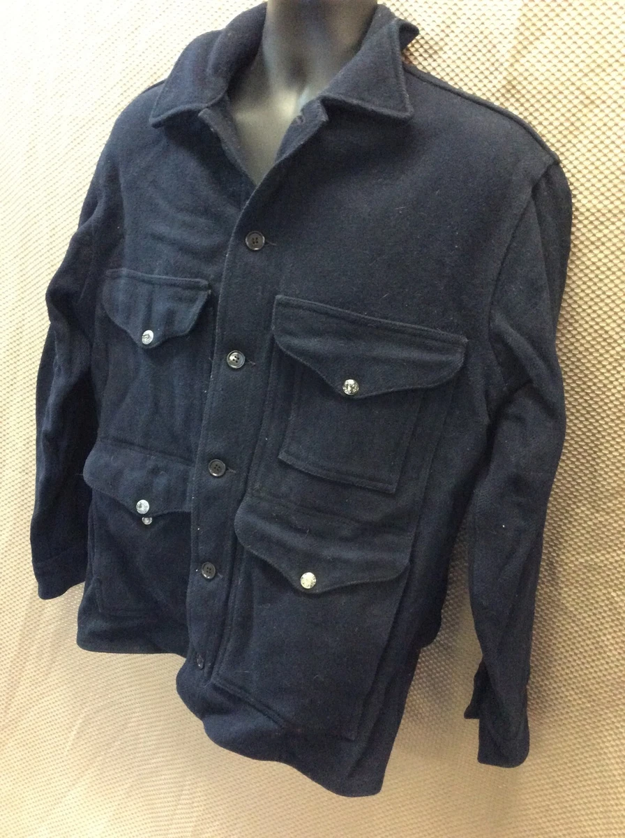 Vintage CC Filson Wool Mackinaw Cruiser Hunting Jacket navy blue 60s double ammo
