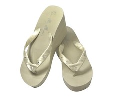 Swarovski Rhinestone Satin 3.5 Inch Ivory Flip Flops 