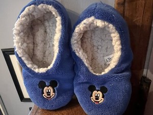 Mickey Mouse Slipper Sock Boys S Disney Fleece Lined Fuzzy Babba Blue