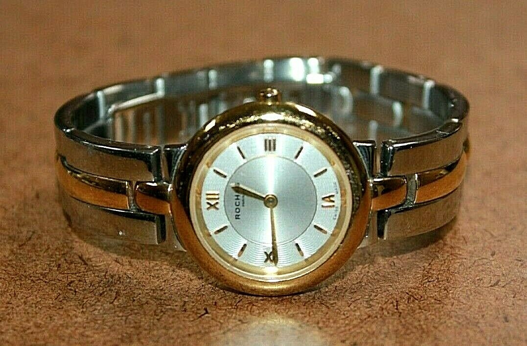 Rochas Paris Two Tone SS Ladies Guilloche Dial Dress Watch RH9003L