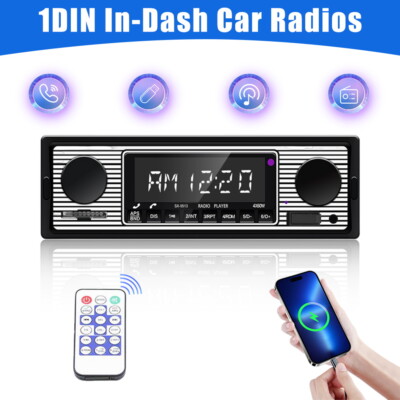 Bluetooth Vintage Auto FM Radio MP3 Player USB Classic Stereo Audio Receiver AUX