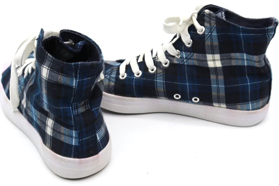 Joe Boxer Adolescente Estilos "Ry" Azul/A Cuadros Zapatilla Alta Mujer Talla 8 Excelente  Foto 4 de 4