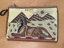 NOS Embroidered Cloth Fabric Change Purse Egypt Pyramids Sphinx