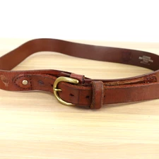 VINTAGE Retro Belt Mens Size 36 Brown Real Leather Italian Full Grain Rugged USA