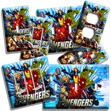 AVENGERS THOR BLACK WIDOW IRON MAN HULK LIGHT SWITCH OUTLET MAN CAVE WALL PLATES
